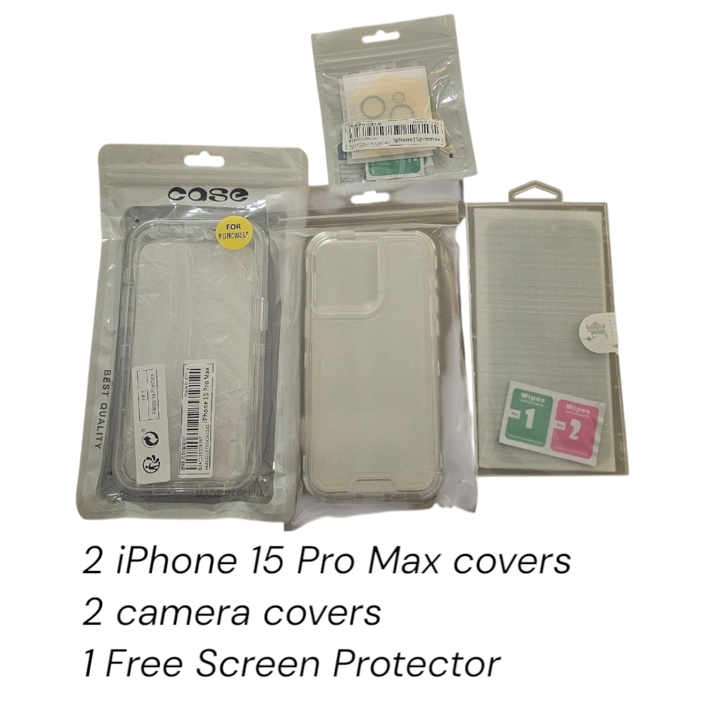 iPhone 15 Pro Max Clear Case Bundle with Camera Protectors & Screen Protector